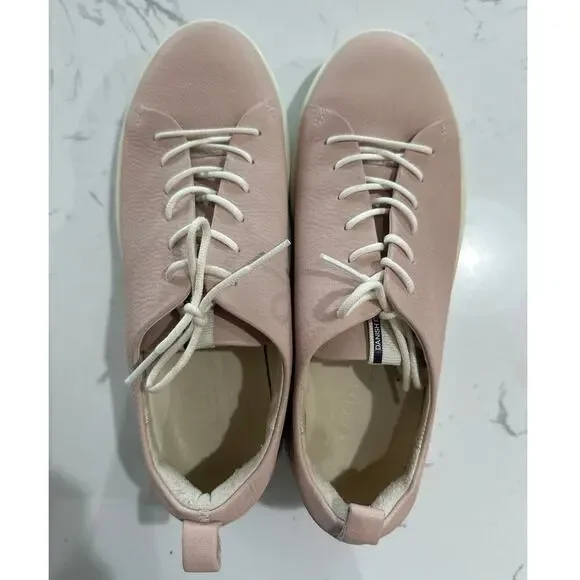 Ecco Women’s Gillian Leather Rose Dust Lace Up Sneakers, Size 8, Like New - Picture 4 of 6
